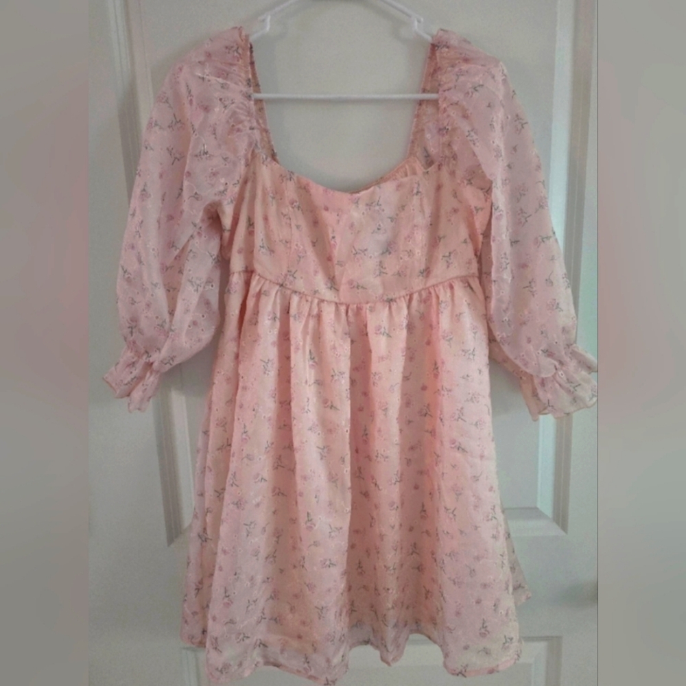 Jessica Simpson Pastel Floral Pink Coquette Dress Size XL